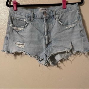 AGOLDE Distressed High Waisted Shorts